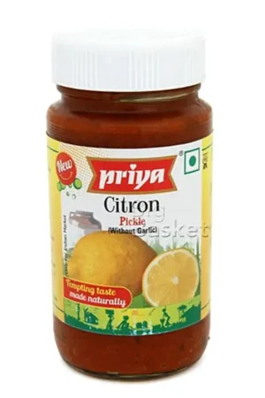 PRIYA CITRON WITHOUT GARLIC PICKLE- 300G X 6