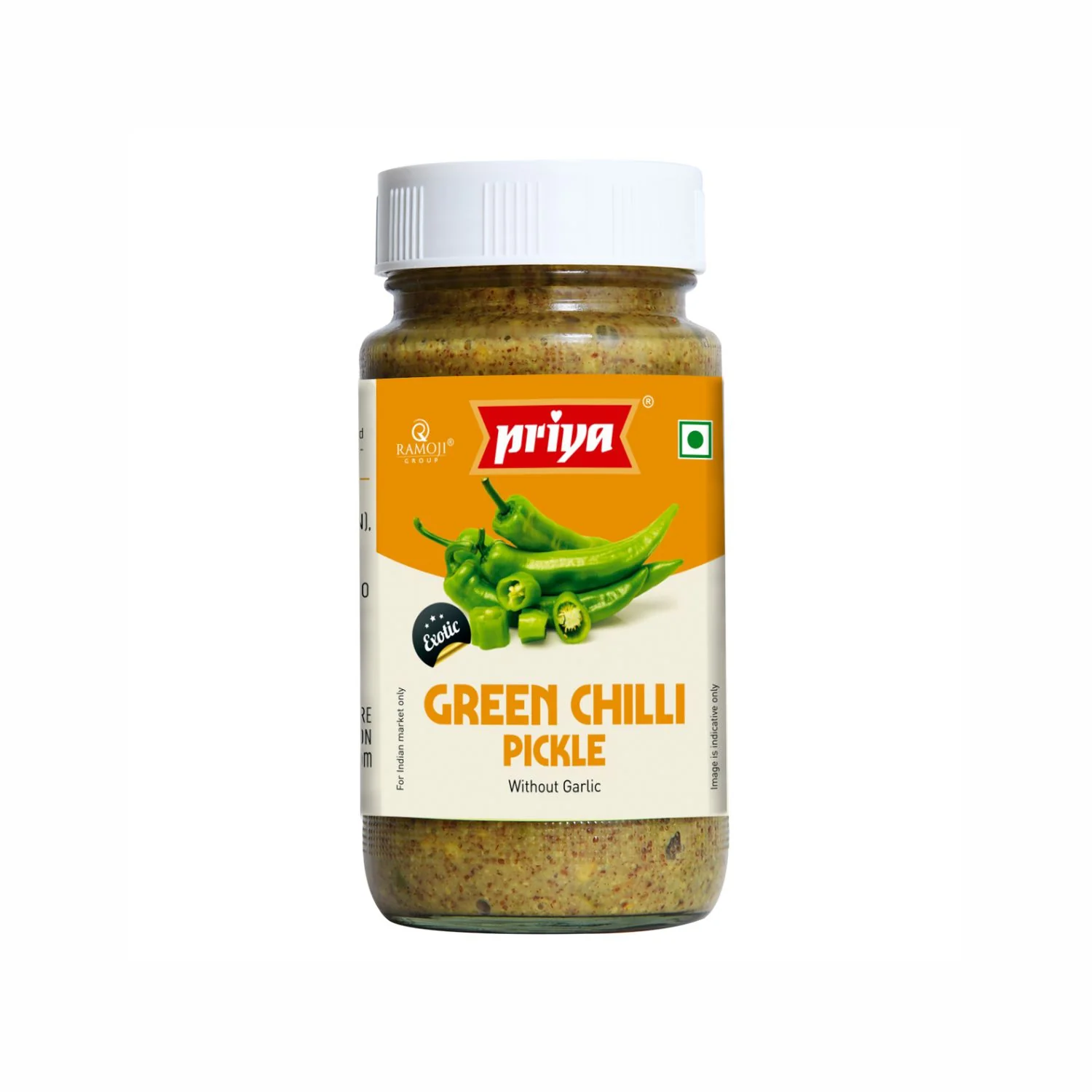 PRIYA GREEN CHILLI (SLICED) WITHOUT GARLIC PICKLE - 300G X 6
