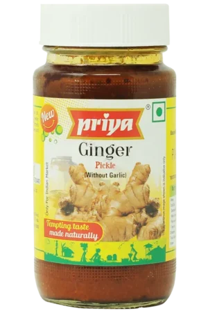 PRIYA GINGER WITHOUT GARLIC PICKLE - 300G X 6