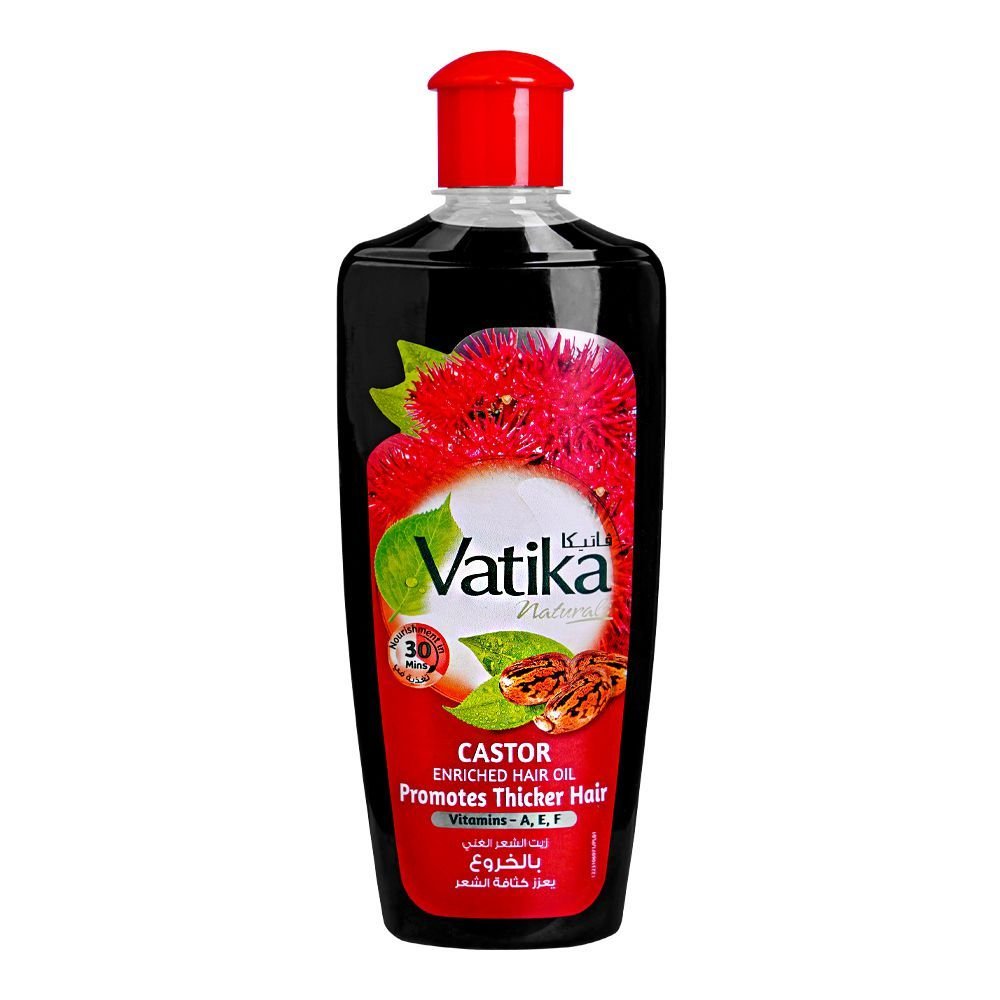 DABUR VATIKA ENRICHED HAIR OIL CASTOR - HAIR THICKENING 200ML X 6 ...