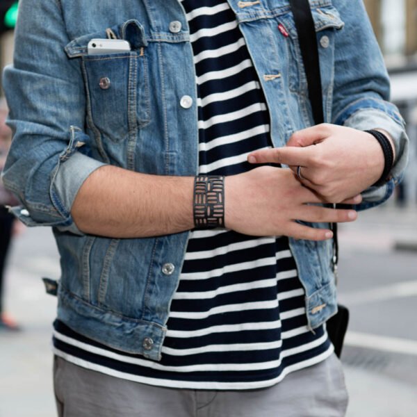 Sequence Recycled Rubber Geometric Bracelet by Paguro Upcycle