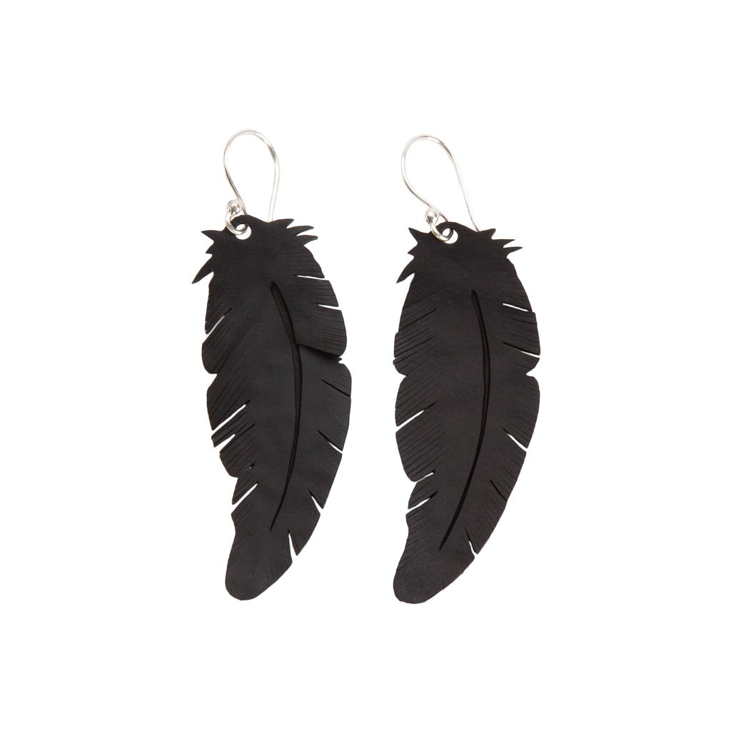 Angel Rubber Feather Earrings by Paguro Upcycle