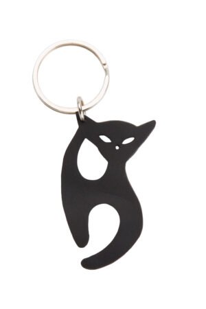 Jasper Recycled Rubber Cat Vegan Keyring by Paguro Upcycle