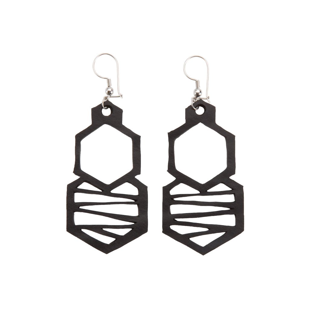 Honeycomb Handmade Rubber Earrings by Paguro Upcycle