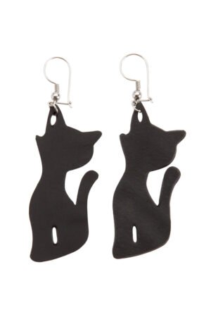 Poppy Recycled Rubber Cat Earrings by Paguro Upcycle