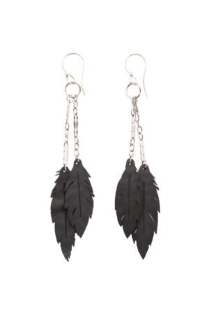 Dangle Feather Recycled Rubber Earrings by Paguro Upcycle