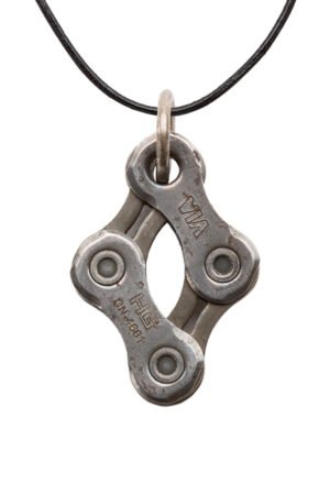 Diamond Recycled Bike Chain Pendant Necklace by Paguro Upcycle