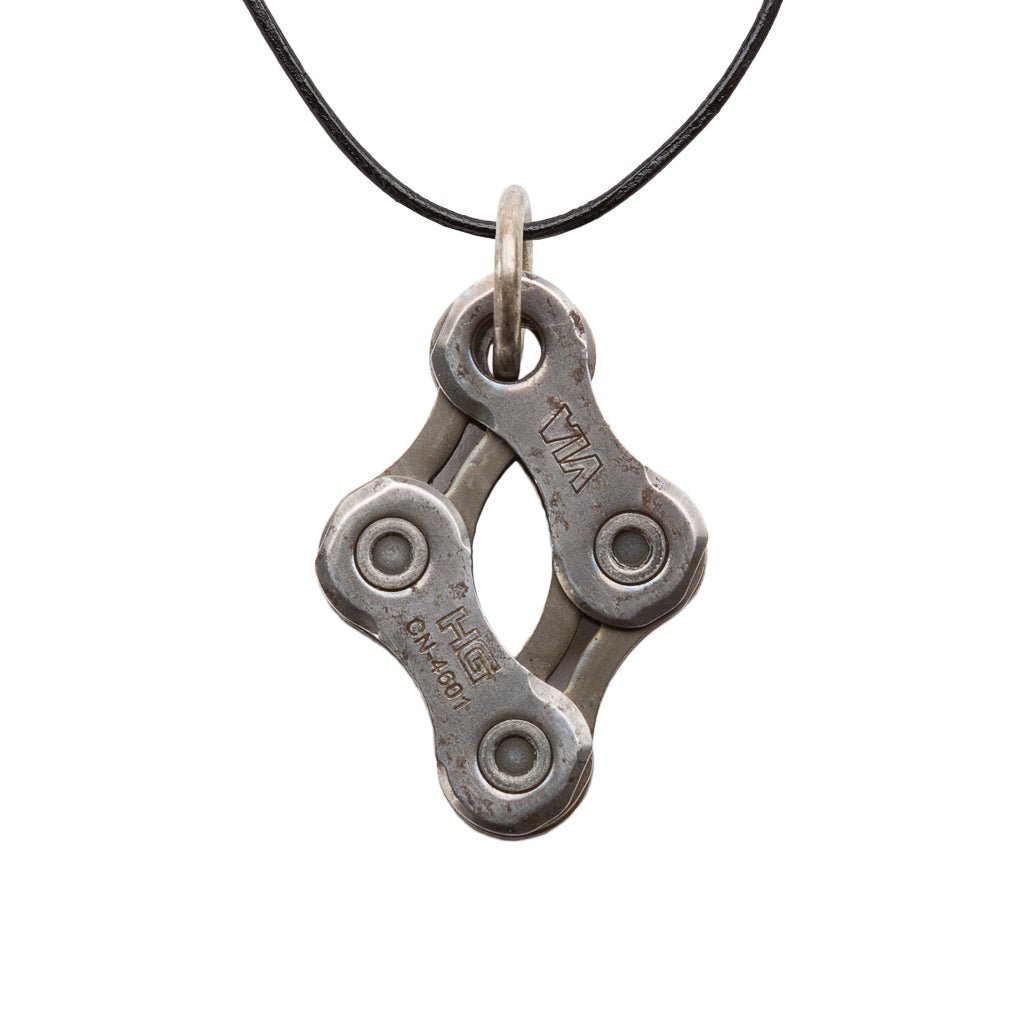 Diamond Recycled Bike Chain Pendant Necklace by Paguro Upcycle