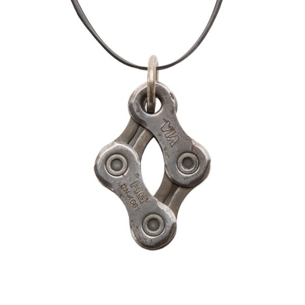 Diamond Recycled Bike Chain Pendant Necklace by Paguro Upcycle
