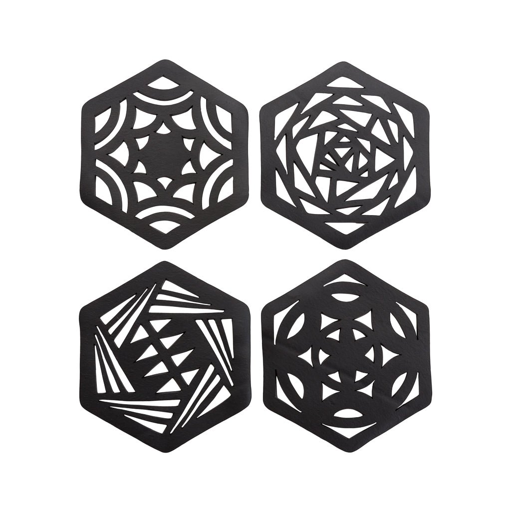 Pentagon Handcrafted Recycled Rubber Coaster - A set of 2/4/6/8 by Paguro Upcycle