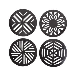 Geometric Handcrafted Recycled Rubber Coasters - Set of 2/4/6/8 by Paguro Upcycle