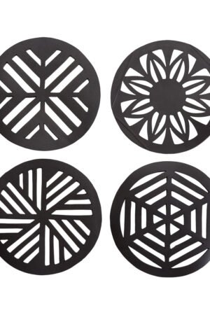 Geometric Handcrafted Recycled Rubber Coasters - Set of 2/4/6/8 by Paguro Upcycle
