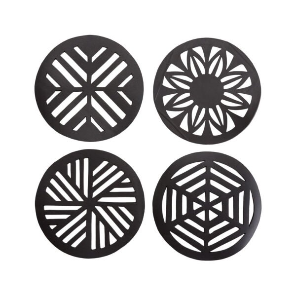 Geometric Handcrafted Recycled Rubber Coasters - Set of 2/4/6/8 by Paguro Upcycle