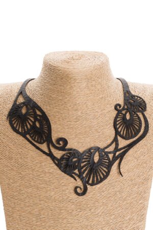 Leaf Art Nouveau Inner Tube Necklace by Paguro Upcycle