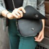 Becca Classic Black Vegan Saddle Bag by Paguro Upcycle