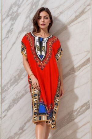 Robe mi-longue Boubou imprimé style africain