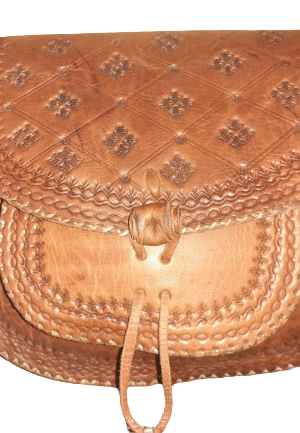 Bolso redondo mujer vacuno de hilo blanco