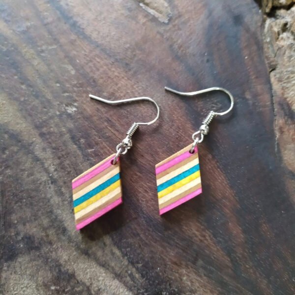 Kite Recycled Skateboard Dangle Earrings by Paguro Upcycle