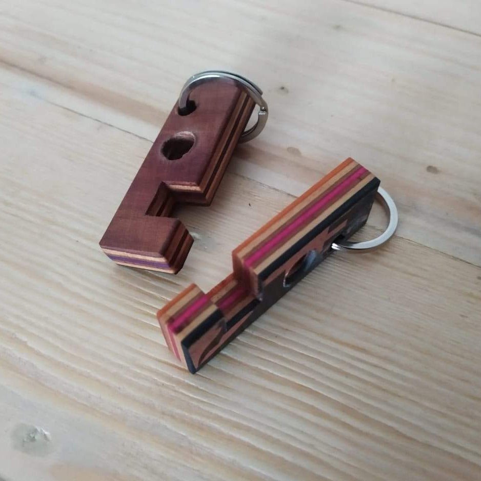 Upcycled Skateboard Mobile & Earphone Holder Keyring - Image 5