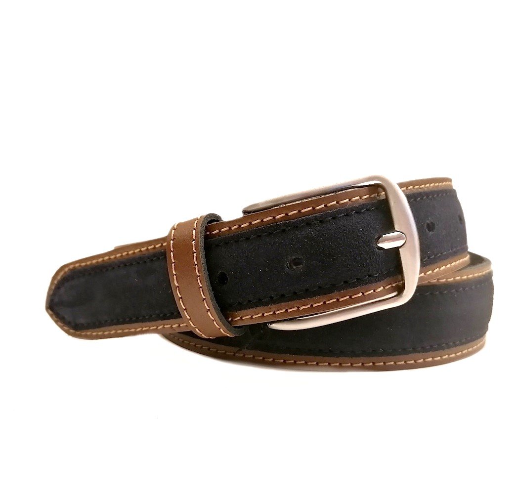 Cinturón Sport de cuero, para hombre, AV 7 color Azul marino. SET de 10 cinturones en diferentes tallas.