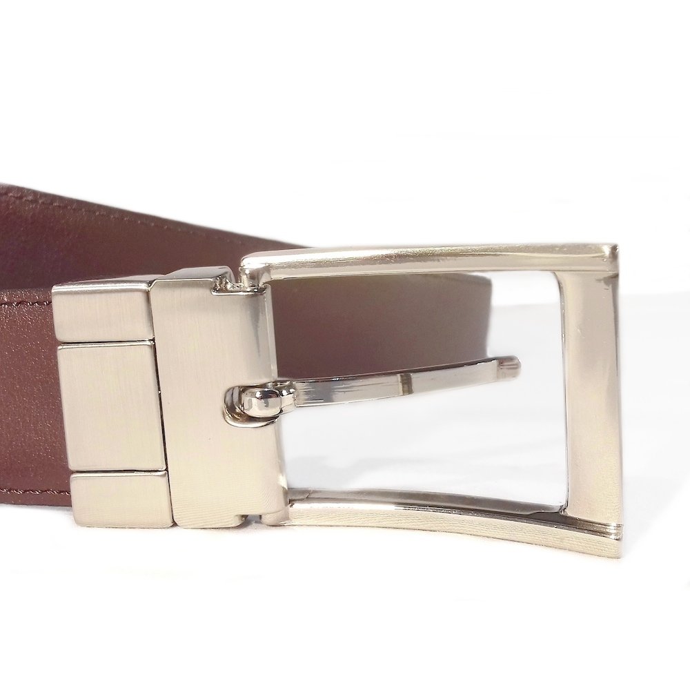 Cinturón Reversible de cuero, para hombre, AV R1 Bicolor Negro/Marrón. SET de 10 cinturones en diferentes tallas. - Image 4