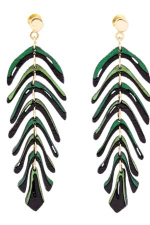 Areca Palm Leaf Reclaimed Rosewood Dangle Earrings
