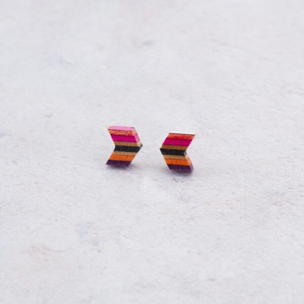 Arrow Colourful Recycled Skateboard Stud Earrings by Paguro Upcycle