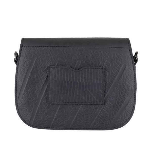 Becca Classic Black Vegan Saddle Bag by Paguro Upcycle