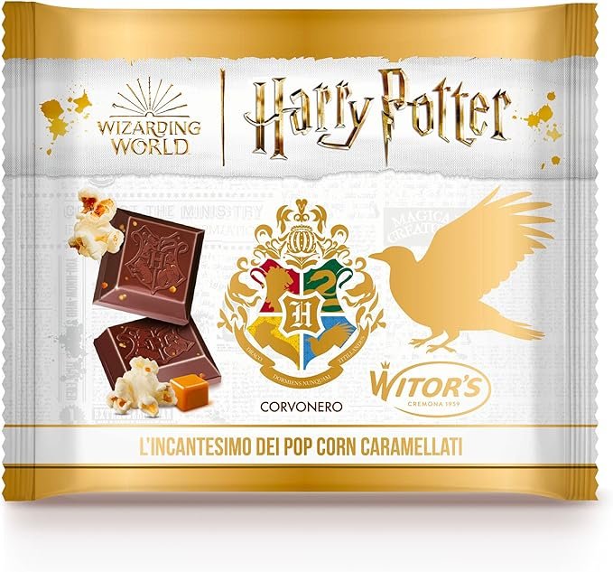 WITOR'S - Harry Potter - Milk Chocolate Bar with Caramelized Popcorn - Finest Chocolate - Sweet Milk Chocolate and Popcorn Snacks - 50 gr(Pack of 20)