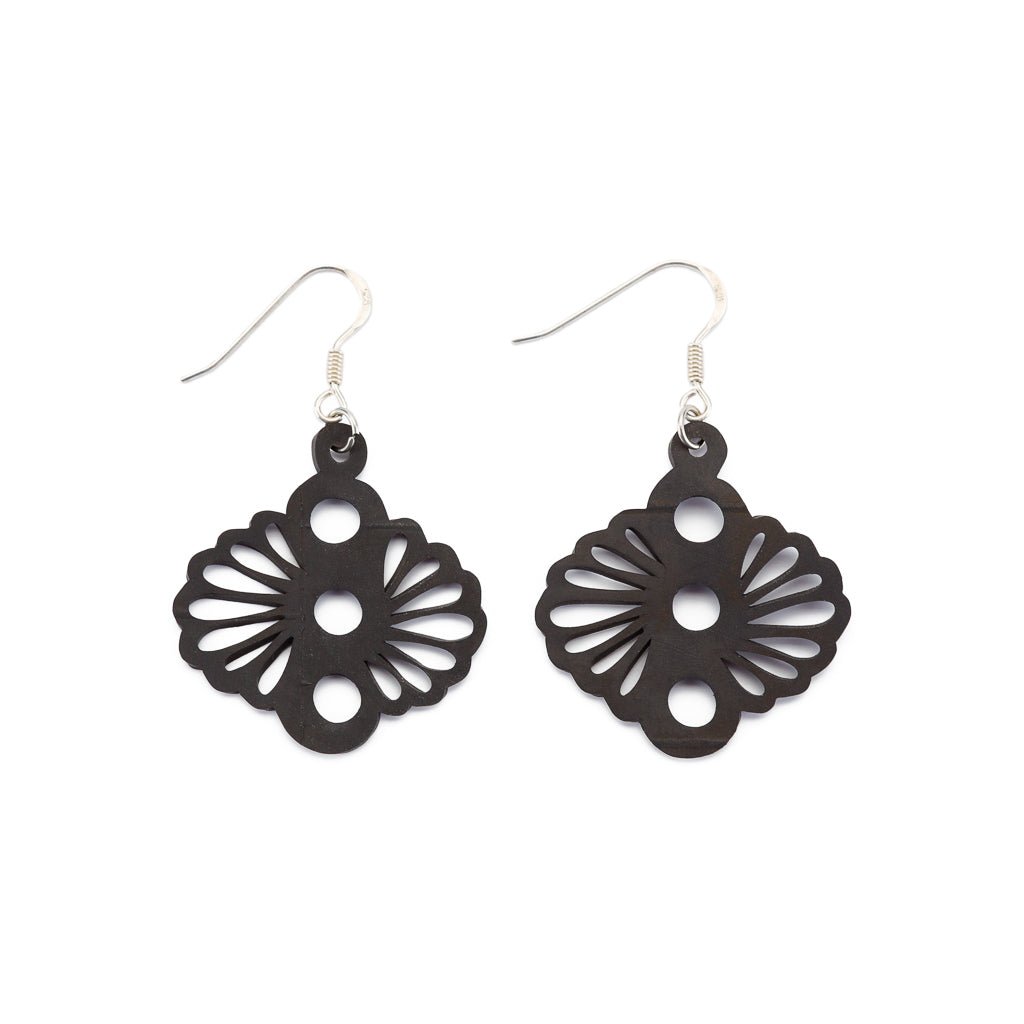 Blossom 3D Flower Recycle Rubber Earrings by Paguro Upcycle