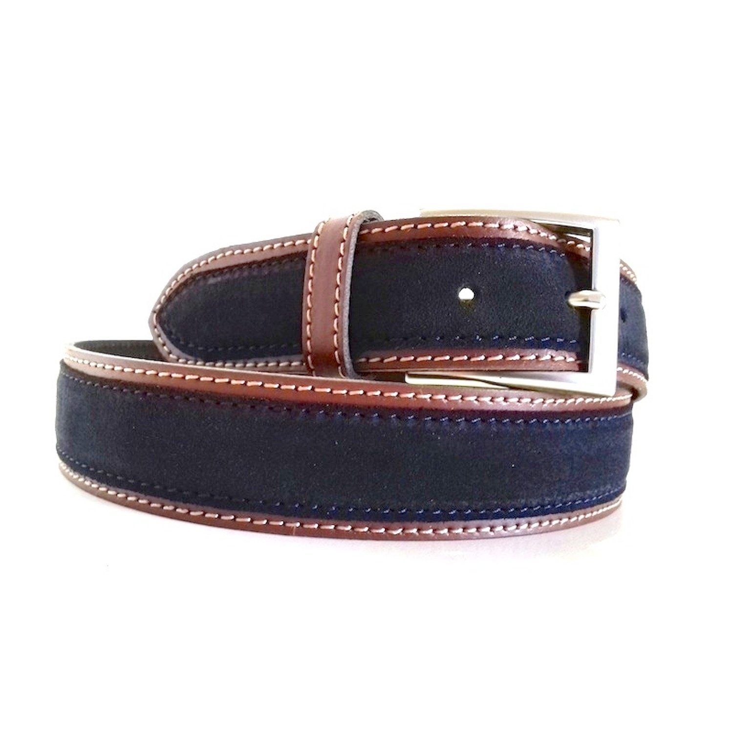 Cinturón Sport de cuero, para hombre, AV 7 color Azul marino. SET de 10 cinturones en diferentes tallas. - Image 2