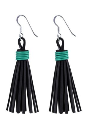 Asante Recycled Rubber Tassel Earrings by Paguro Upcycle