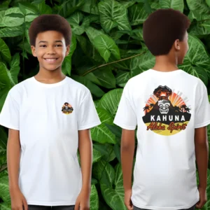 Camiseta Orgánica Blanca Unisex para Niños - Diseño Volcán Hawaii