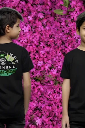 Camiseta Orgánica Negra Unisex para Niños - Diseño Volcán Hawaii