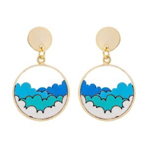 Cloud Eco-friendly Recycled Wood Gold Earrings