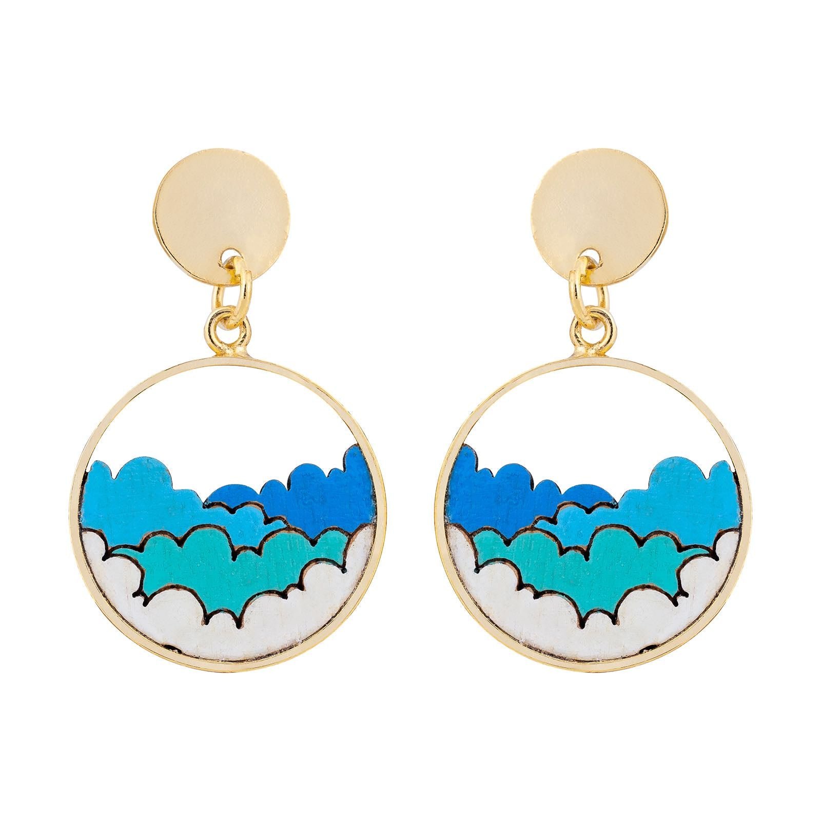 Cloud Eco-friendly Recycled Wood Gold Earrings