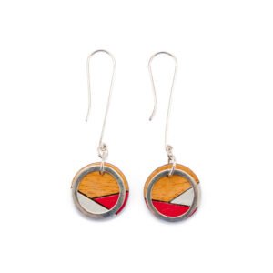 Conture Recycled Wood Silver Dangle Earrings (6 Colours) by Paguro Upcycle