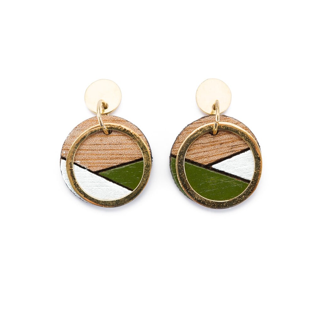 Conture Recycled Wood Gold Plated Earrings (4 Colours Available) by Paguro Upcycle