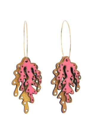 Coral Eco-friendly Recycled Wood & Gold Earrings