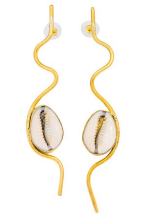 Cowrie Shell Recycled Brass Statement Earrings