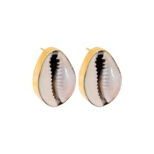Cowrie Shell Recycled Brass Earrings