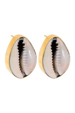 Cowrie Shell Recycled Brass Earrings
