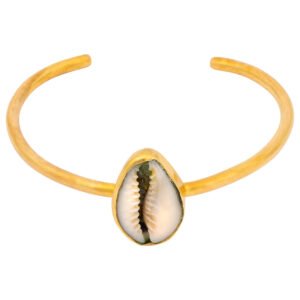 Cowrie Shell Recycled Brass Adjustable Bangle