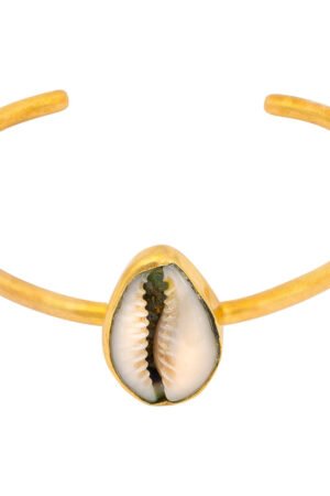 Cowrie Shell Recycled Brass Adjustable Bangle