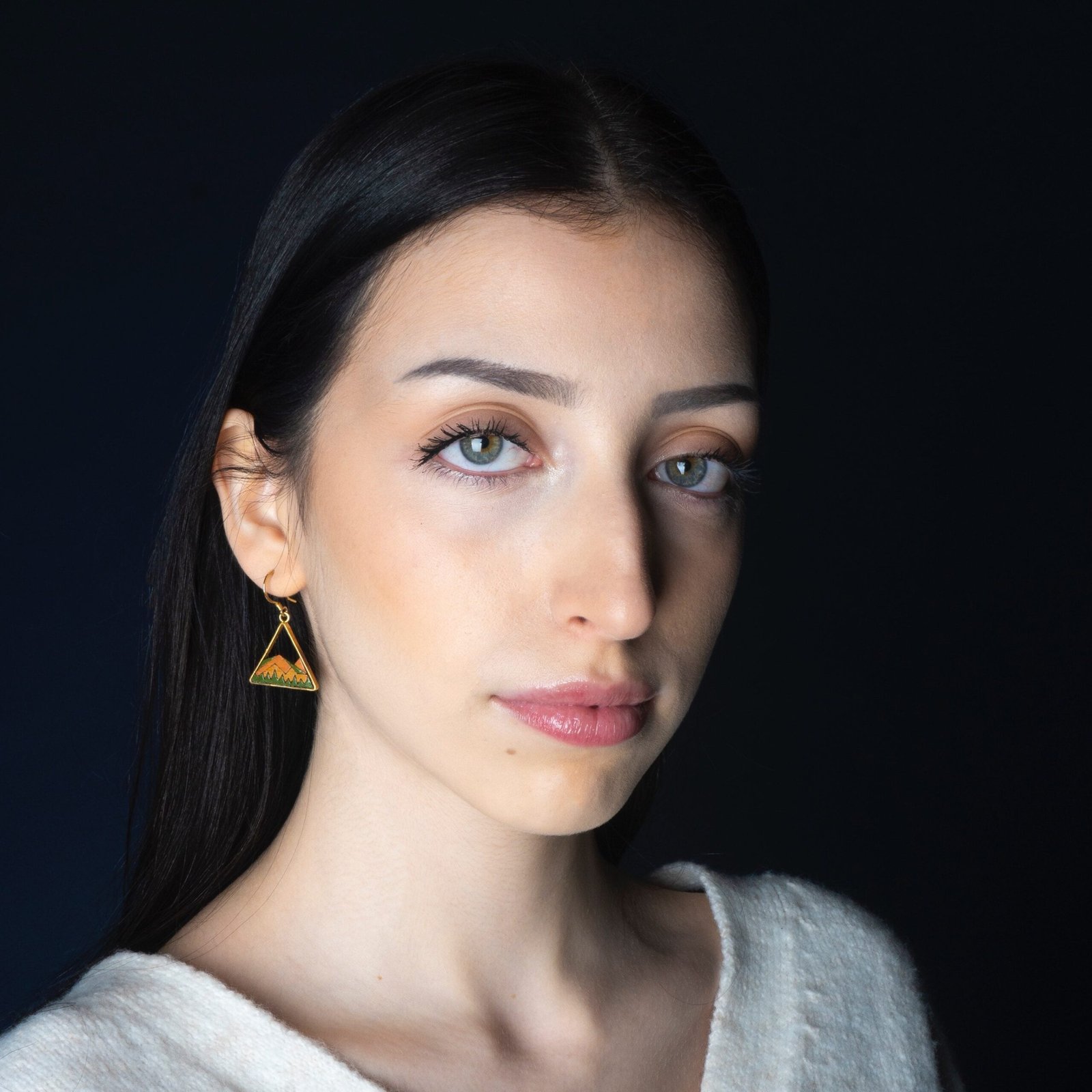 Hill Eco-friendly Recycled Wood Gold Earrings - Image 2