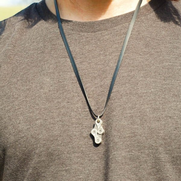 Diamond Recycled Bike Chain Pendant Necklace by Paguro Upcycle