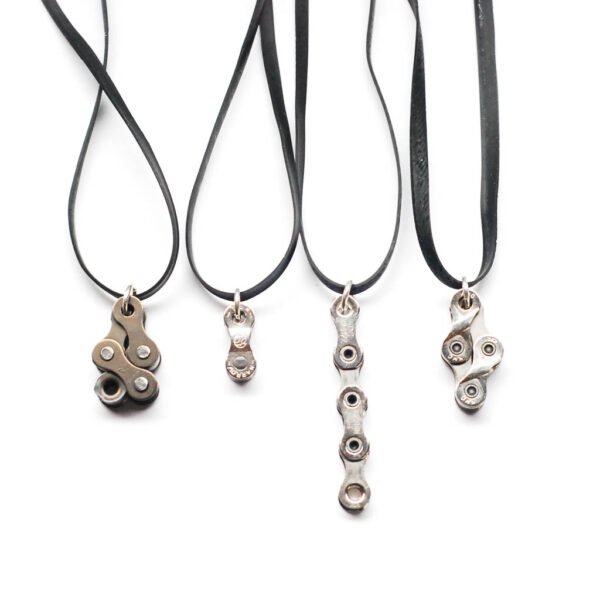Diamond Recycled Bike Chain Pendant Necklace by Paguro Upcycle