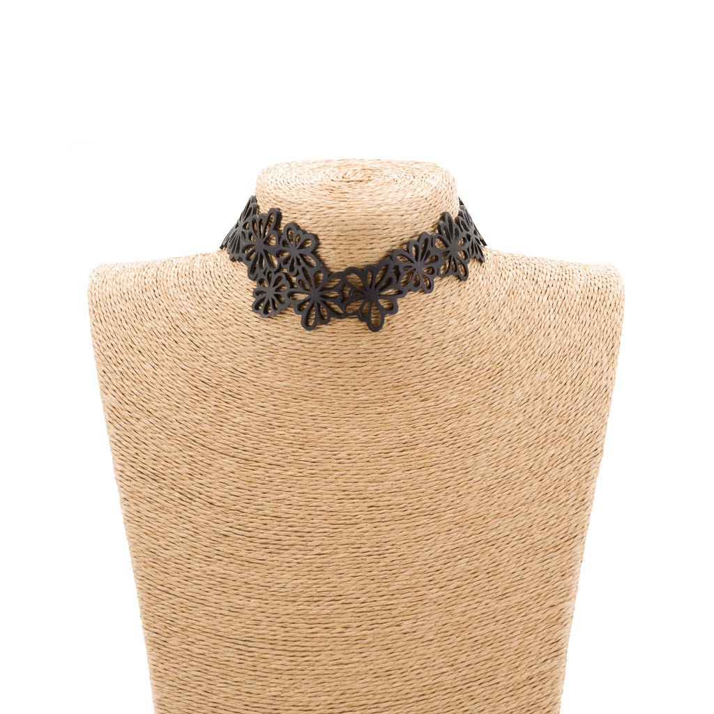 Dahlia Recycled Rubber Statement Flower Choker by Paguro Upcycle