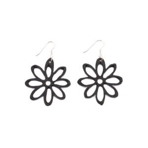 Dahlia Flower Recycled Rubber Earrings by Paguro Upcycle