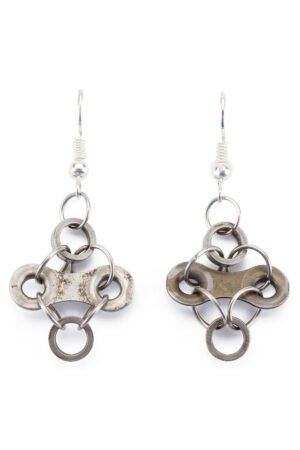 Diamond Stainless Steel Bicycle Chain Earrings by Paguro Upcycle